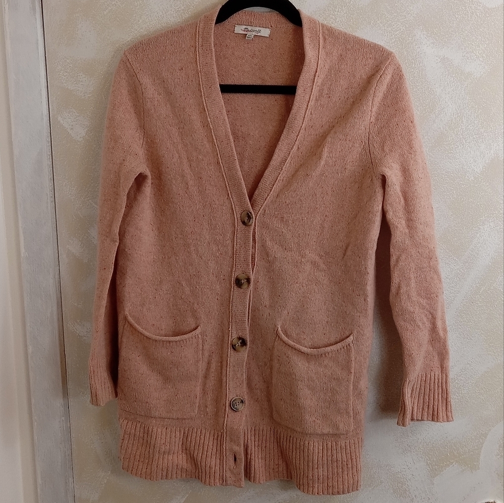 Madewell 100% Wool Donegal Maysfield Cardigan Sweater Pink XXS